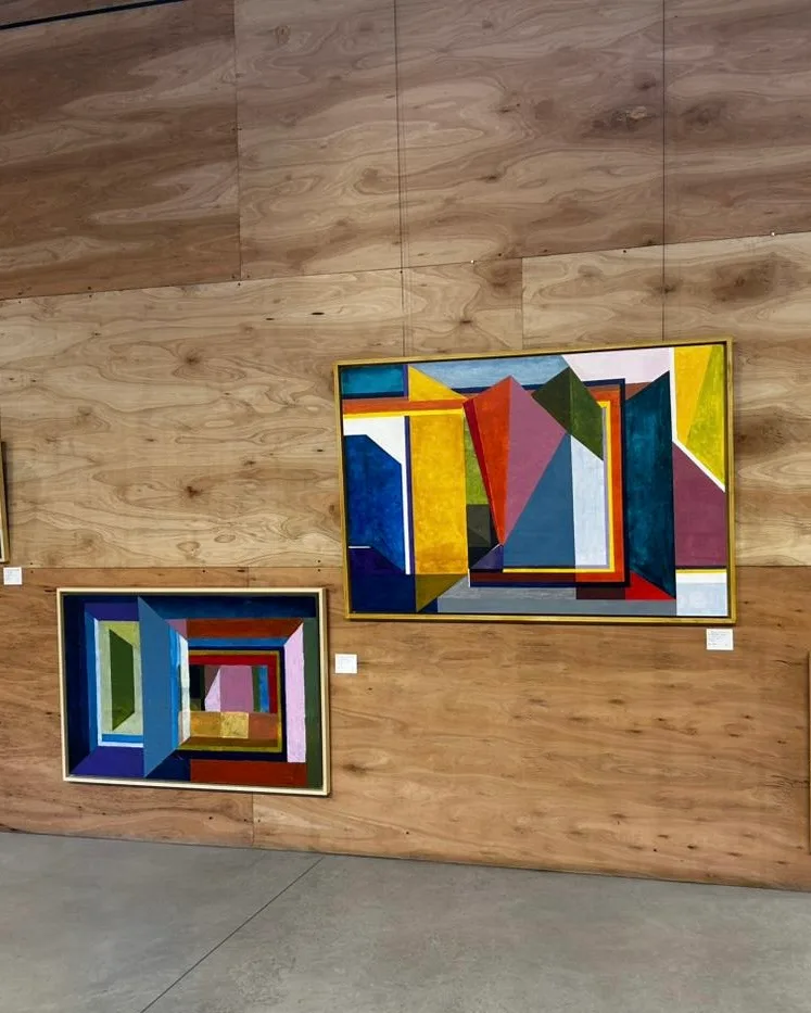 Paintings from the Ventanas series hanging at TS&A Gallery